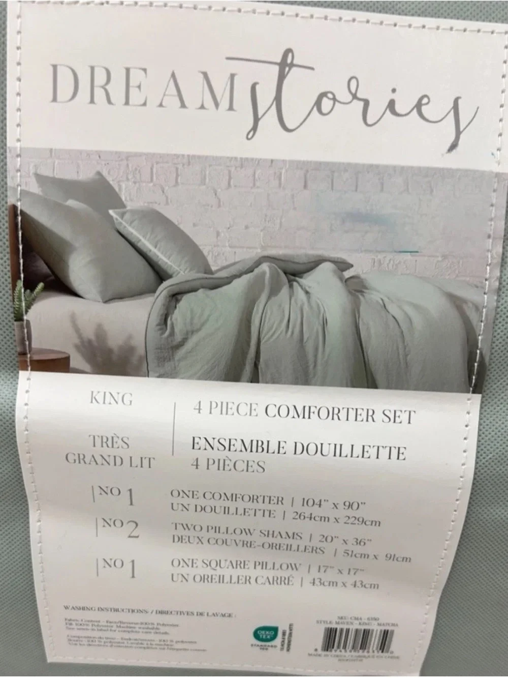 Dream Stories Matcha Green King Comforter Set 4 Pieces 104”x90”